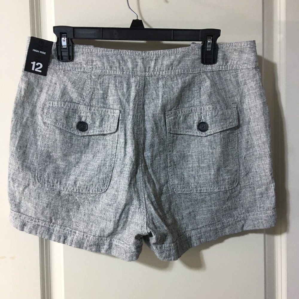EXPRESS HIGH RISE LINEN BUTTON SHORTS WOMEN SIZE 12 NWT - Picture 2 of 6